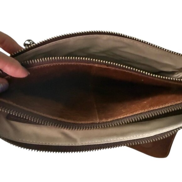 MAXON COLLECTION Brown Worn Textured Leather Crossbody Bag Chain Made in Italy - Picture 8 of 16